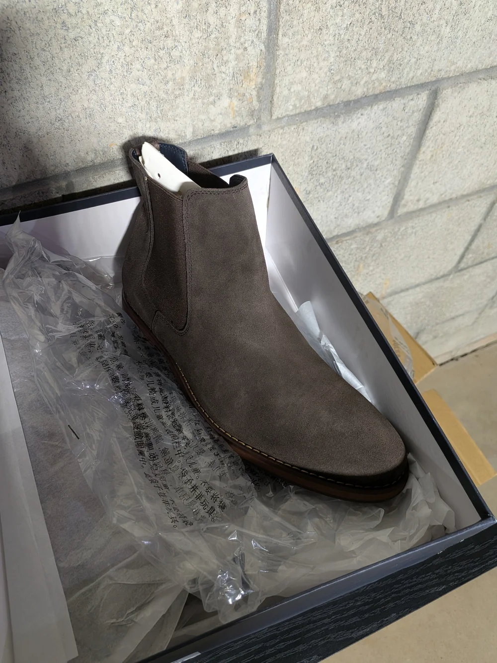 Jos A Bank Chelsea Boot in Taupe Suede